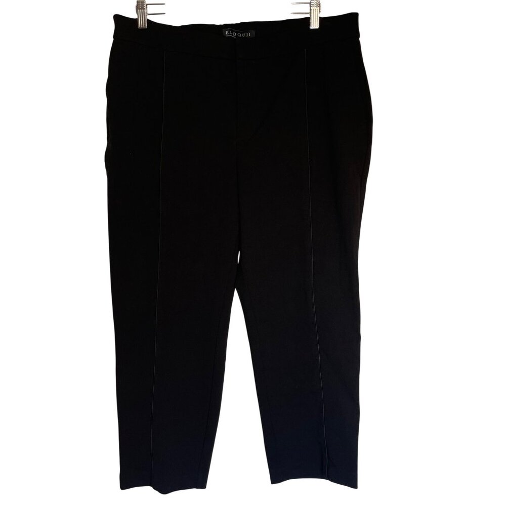 Eloquii Dress Pants Women's Plus Size 18 SHORT‎ Black Piping Detail Professional